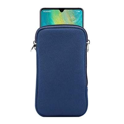 Immagine di Custodia in neoprene per cellulare con cordino rete iPhone 16 Plus 15 14 13 Pro Max Samsung Galaxy S24 Ultra S23 A15 A14 A04s A23 A13 A03 A04 OnePlus 11 Pixel 8 (XL, blu)