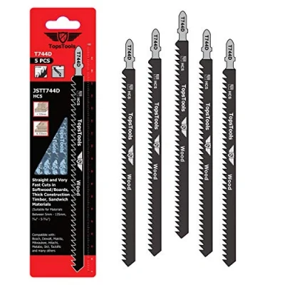 Immagine di 5 x TopsTools JSTT744D T744D 180mm di lunghezza tagli puliti e veloci lame per seghetto alternativo legno compatibili con Bosch Dewalt Makita Milwaukee molti altri