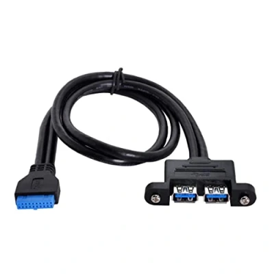 Immagine di CY 2 porte USB 3.0 femmina a scheda madre 20Pin cavo maschio per pannello frontale vite tipo 0.5m