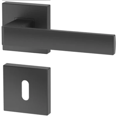 Immagine di La maniglia ERGO per porte di stanze, grafite, stanze con una chiusura a chiave, quadrata grafite opaca, guarnizione porte,