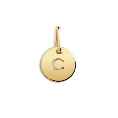 Immagine di SINGULARU Mini Medallion Letter Oro Pendente Iniziale in Argento Sterling 925 con Finitura Placcata 18kt Lettere A Z Charm Combinabile Collana Gioielli da Donna Lettera C