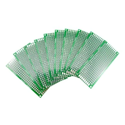 Immagine di Aihasd 10 pezzi Scheda PCB a doppio lato kit prototipo di breadboard 3x7 cm circuito stampato griglia fori del Compatibile con i Arduino per la saldatura fai da te