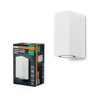 Immagine di OSRAM ENDURA Classic Square Updown applique da esterno, colore bianco, attacco GU10 (max 35W), compatibile con lampada normale o smart, tipo up/down, grado di protezione IP44