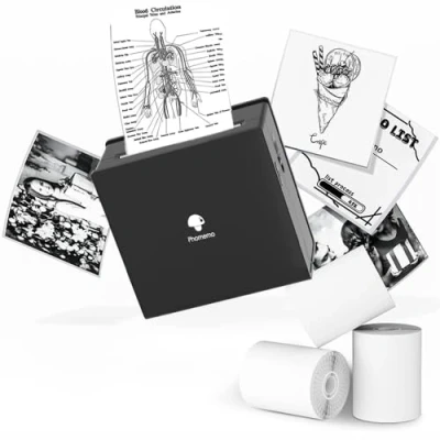 Immagine di Phomemo stampante portatile per foto M02 Set di 3 rotoli carta inclusi termica tascabile, piccola Bluetooth compatibile, Android, iPhone, iPad, bambini, nero
