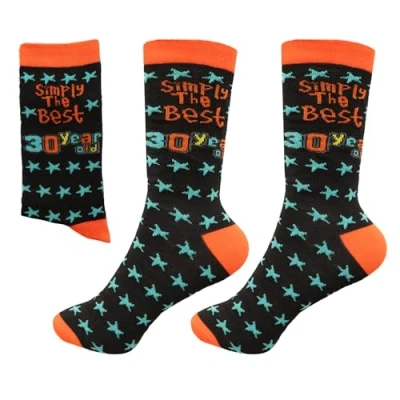 Immagine di SHATCHI Simply The Best Calzini, Idea Regalo per 30 Compleanno, Unisex, lei, Cotone Poliestere Spandex, Nero e Arancione, Taglia Unica