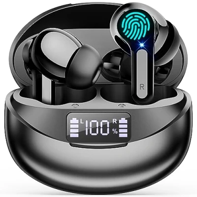 Immagine di Cuffie Bluetooth, Auricolari Bluetooth 5.3 Wireless, 5 7 h per tre volte Cuffiette Hi Fi Senza Fili, Auricolare USB C CVC Cancellazione Rumore Filo for iOS Galaxy Xiaomi OPPO Android