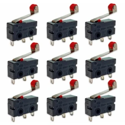 Immagine di 10 microinterruttori, interruttore di posizione, con leva a rullo, chiusura pulsante, per porta, finestra, allarme 250 V, 5 A, SPDT 3 pin