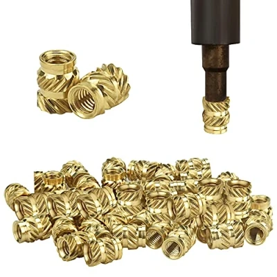 Immagine di STCRERAG Set di 50 Inserti Filettati M3 Filettatura in Ottone Zigrinato Femmina per Dadi Incorporati Boccole a Pressione Mediante Calore o Ultrasuoni plastica