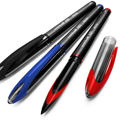 Immagine di Uni Ball, UBA 188 M, Air Micro, penna a sfera punta fine da 0,5 mm, confezione 3, nero, blu e rosso