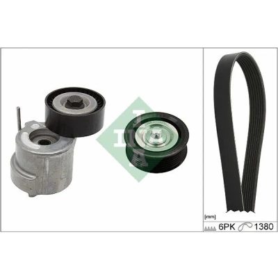 Immagine di INA 529 0303 10 Kit cinghie Poly V Controllare corsa libera generatore ed ev. sostituire OPEL: Zafira B, Astra H Caravan, Hatchback