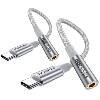 Immagine di MOSWAG adattatore jack per cuffie USB C a 3.5mm, audio cavo Dongle Aux Samsung Galaxy S22 S21 S20 Ultra + Nota 20 10 S10 S9 Plus, Pixel 4 3 2 XL, ipad Pro e altro ancora