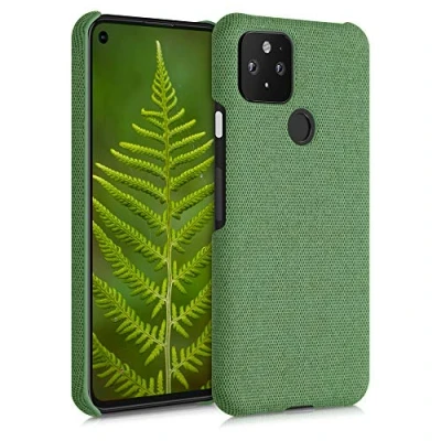 Immagine di kwmobile Cover Rigida Compatibile con Google Pixel 5 Custodia Cellulare Back Case Protettiva in Tessuto Verde