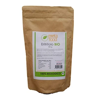 Immagine di Eritritolo 100% BIOLOGICO confezione da 500 gr, dolcificante naturale zero calorie, sostituto dello zucchero, indice glicemico basso