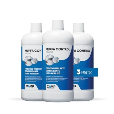 Immagine di CAMP muffa Control Fissativo, isolante e consolidante 100% acrilico, resistente A altri microrganismi, Per muri interni ed esterni, base acqua, 3x1 L