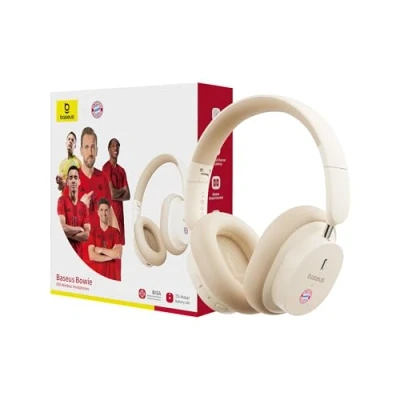 Immagine di Baseus D05 cuffie Bluetooth Over Ear sopra l&#039;orecchio con bassi potenti, 50 ore di riproduzione, chiarezza delle chiamate ENC, isolamento acustico, vestibilità comoda, pieghevoli leggere