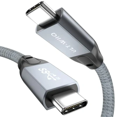 Immagine di cavo USB C a corto, 30 cm, 20 Gbps 100 W, 240 3.2 Gen2 x 2, dati PD 3.1 EPR, ricarica rapida, 4 K @ 144 Hz, 2 K@240 Hz per laptop, cellulare, tablet, SSD, Power Bank, Steam