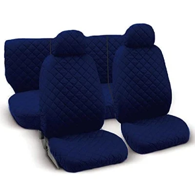 Immagine di Susy Shop Set Coprisedili auto in Cotone Trapuntato vari colori 6 Pezzi kit completo con zip (Blu Scuro)