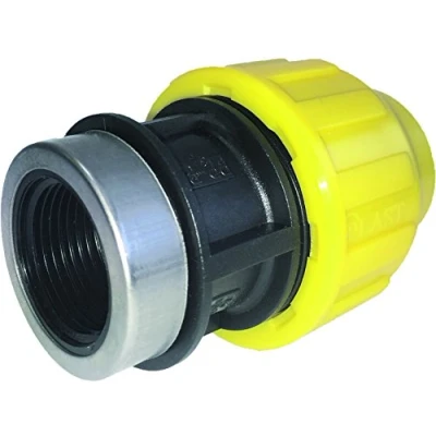 Immagine di &#039;S &amp; M Raccordo Collegamento Filettatura Femmina, Inox, 25 mm x 3/2, Colore: Nero/Giallo