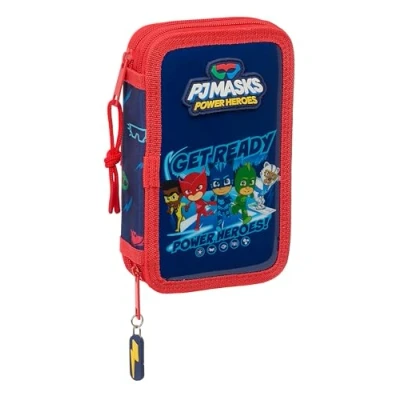Immagine di Safta PJMASKS READY Astuccio per scuola bambini, con 28 oggetti inclusi, ideale bambini dai 5 ai 14 anni, comodo e versatile, qualità resistenza, 12,5 x 4 19,5 cm, colore Blu navy,
