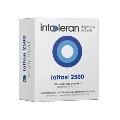 Immagine di Intoleran Lattasi 2500 Enzima Digestivo Dispenser 100 Compresse per Intolleranza al Lattosio Piccola compressa Vegano Low FODMAP