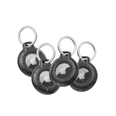 Immagine di Belkin Secure Holder impermeabile con anello portachiavi per Apple AirTag, custodia protettiva AirTag resistente e antigraffio, collare degli animali, valigie, zaini Nero (pacco da 4)