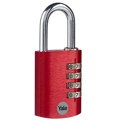 Immagine di Yale Lucchetto in alluminio a combinazione ‎YE3CB/38/131/1/CO rosso, corpo 38mm, arco acciaio, 4 cifre