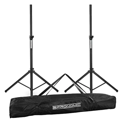Immagine di 2x Pronomic SPS 1S supporto per Altoparlente in acciaio diffusori con stabile treppiede 120 193 cm Il può essere utilizzato anche come porta freccette Borsa inclusa
