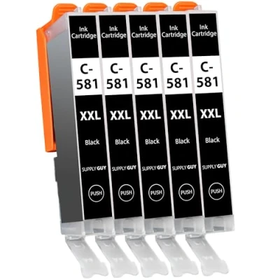 Immagine di Supply Guy 5 Cartucce per Stampante XXL Nero compatibile con Canon CLI 581 BK Pixma TR7500 TR7550 TR8500 TR8550 TS6100 TS6150 TS6151 TS6300 TS6350 TS8100 TS8150 TS8151 TS8152 TS8350 TS9100 TS9150