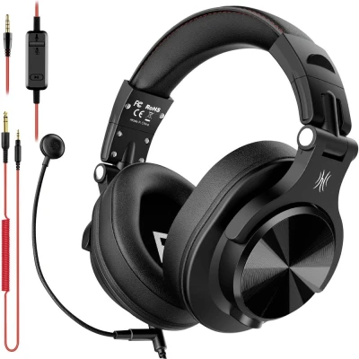 Immagine di OneOdio A71M DJ Cuffie Over Ear via cavo Stereo Nero Audio ad alta risoluzione, Riduzione del rumore microfono headset con microfono, Padiglioni girevoli