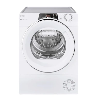 Immagine di Candy Rapidó, ROE H10A2TCEX S, asciugatrice condensa, 10 kg, pompa di calore, schermo Smart Text, WiFi, App hOn, 7 Cicli rapidi, Cassetto Condensazione 5L, antirughe, inizio 24H, Classe A++, B. Bianco