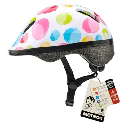 Immagine di meteor Casco Bici Ideale per bambini Caschi perfetto Downhill Enduro Ciclismo MTB Scooter Helmet Tutte Le Forme di attività in Bicicletta Helmo (XS 44 48 cm, colour dots)