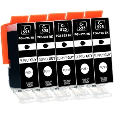 Immagine di 5 Cartucce per Stampanti con Chip compatibile Canon PGI 525 PGBK Nero Pixma IP4850 IP4950 IX 6550 MG5150 MG5250 MG5340 MG5350 MG6150 MG6250 MG8150 MG8240 MG8250 MX715 MX885 MX895