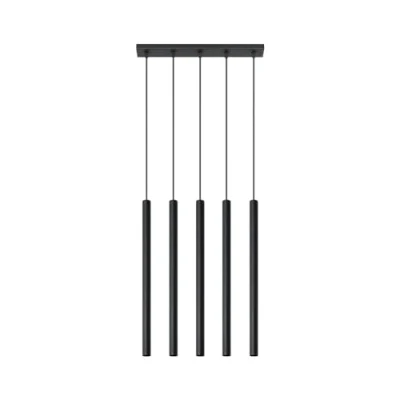 Immagine di SOLLUX lighting Pastelo 5 Lampada a sospensione soffitto Design moderno con paralume cilindrico in metallo Lampadina G9 sostituibile, LED max 12 W Acciaio verniciato polvere, nero, 45 x