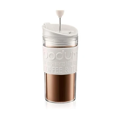 Immagine di Bodum 11102 913s Thermos a stantuffo, Coperchio Clamshell, Bianco, Trasparente, 0,35 l, plastica, 8,9 cm
