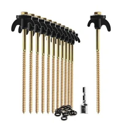 Immagine di com four® 12x picchetti per Tenda robusti in Acciaio con Supporto Filo e Corda Terreni rocciosi Campeggio attività all&#039;aperto Ganci Tende