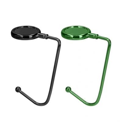 Immagine di kwmobile 2x Gancio Borsa da Tavolo Appendi in Alluminio Antiscivolo Antigraffio Set Appendiborsa per Tavoli e Scrivanie max. 3kg verde scuro/nero