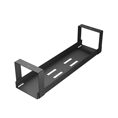 Immagine di D Line, Bandeja portacables para usar debajo del escritorio, Cesta regletas, Autoadhesiva o de fijación con tornillos, Recupere el espacio perdido y manténgalo ordenado Color negro
