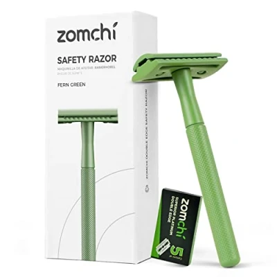 Immagine di ZOMCHI Rasoio di Sicurezza Donna Riutilizzabile con 5 Lame e Uomo Verde