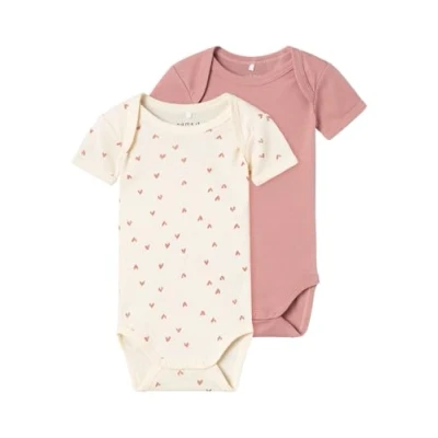 Immagine di NAME IT Nbfbody 2p SS Buttercream Hearts Noos Body a Maniche Corte, Crema di Burro, 6 Mesi Bimba