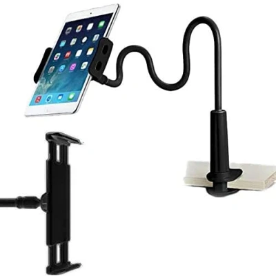 Immagine di supporto per tablet con asta a collo di cigno, universale tablet: braccio flessibile 360 gradi, morsetto, letto, dispositivi da 11,9 cm 26,7 (nero)
