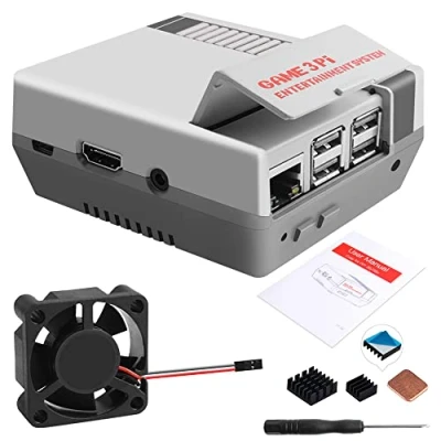 Immagine di GeeekPi Retro Gaming Nes3Pi Caso per Raspberry Pi 3 Modello B/B+, 2B/3B/3B + Custodia con Ventola di Raffreddamento Dissipatori Calore