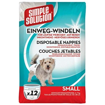 Immagine di Simple Solution Pannolini per Cani USA e Getta di Sesso Femminile Super Absorbent Leak Proof Fit Indicatore umidità Confezione da 12