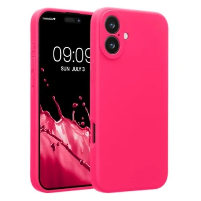 Immagine di kwmobile Cover per iPhone 16 Plus Custodia Back Case Smartphone in Silicone TPU Protezione Gommata rosa shocking
