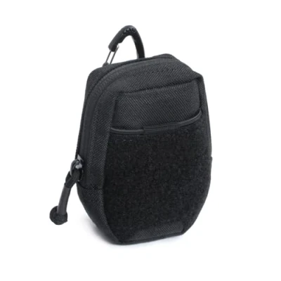 Immagine di Mini borsa tattica EDC, tasca portachiavi da esterno, custodia a cintura compatta in poliestere per escursioni e sport all&#039;aria aperta, Nero , Classico