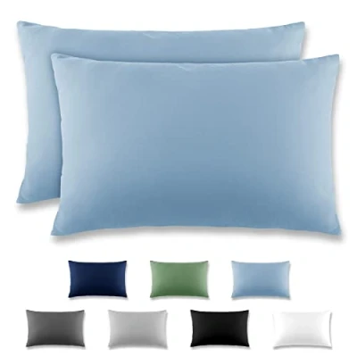 Immagine di REDKEY Coppia di Federe 40 x 70 cm, Set 2 Tessuti per Cuscino Letto, con Coperchio Ribaltabile (senza Cerniera), 100% Microfibra è morbida e traspirante，Azzurro