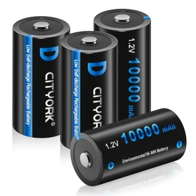 Immagine di CITYORK Batterie D Ricaricabili 8000mAh 1.2V Ni MH Batteria ad Alta Capacità Size a Celle con Scatola (4 Pezzi)