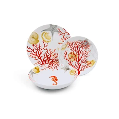 Immagine di Excelsa Coral Servizio Piatti 18 Pezzi, Porcellana, Rosso