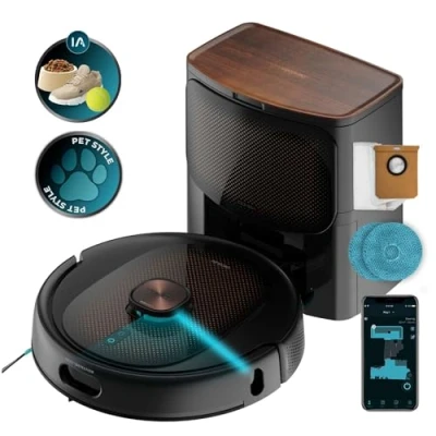 Immagine di Cecotec Robot Aspirapolvere Conga 10090 AI Spin Revolution Ultra Power Home Lifestyle. 10.000Pa, APP, Navigazione Laser, Base di Autopulizia, Intelligenza Artificiale, Evita Oggetti, 240 min Autonomia