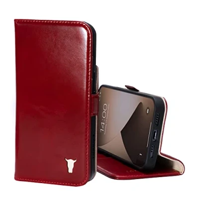 Immagine di TORRO Custodia Compatibile con Apple iPhone 12 e PRO Caso in Vera Pelle di qualità [Slot per Schede] [Supporto Orizzontale] [Cornice Durabile] (Rosso)