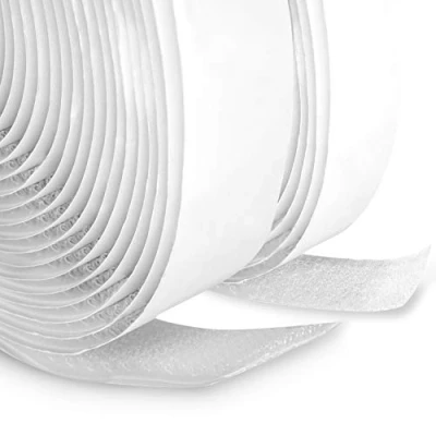 Immagine di FrogJim nastro in pile e gancio autoadesivo bianco larghezza 20mm, rotolo da 5m di 5 m anello 20 mm adesivo KROW5